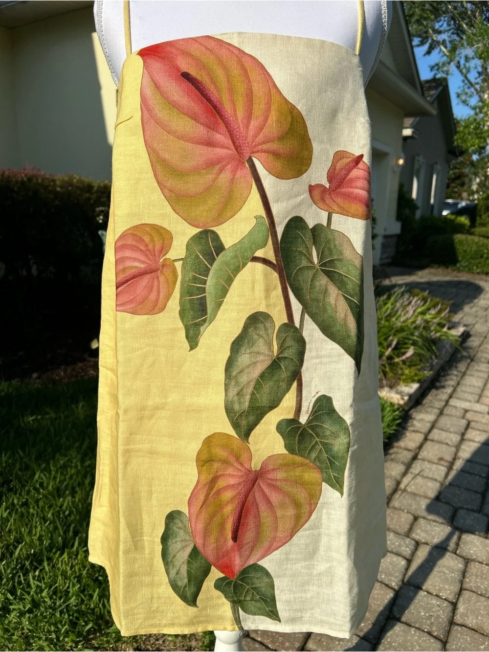 NWT🌷FARM Rio Golden Yellow Anthurium Square Neck Mini Dress